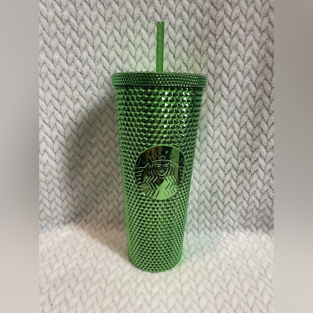 Starbucks Metallic Green Studded cold beverage Tumbler 24 oz VENTI NWOT